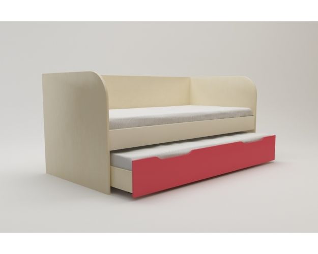 Диван-кровать Бэрри (Бежевый/Красный/корпус Клен) в Новосибирске Диван-кровать Бэрри (Бежевый/Красный/корпус Клен) в Новосибирске