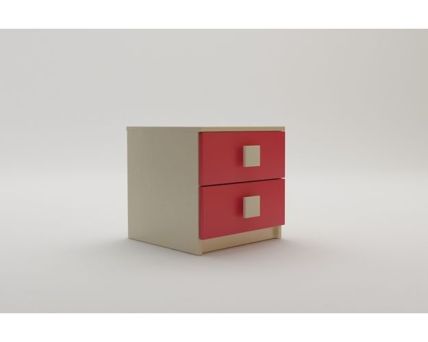 Тумбочка прикроватная Бэрри (Бежевый/Красный/Клен) Тумбочка прикроватная Бэрри (Бежевый/Красный/Клен)