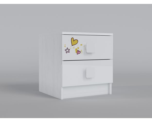 Тумбочка прикроватная Совушки (Белый/корпус Выбеленное дерево) в Новосибирске Тумбочка прикроватная Совушки (Белый/корпус Выбеленное дерево) в Новосибирске