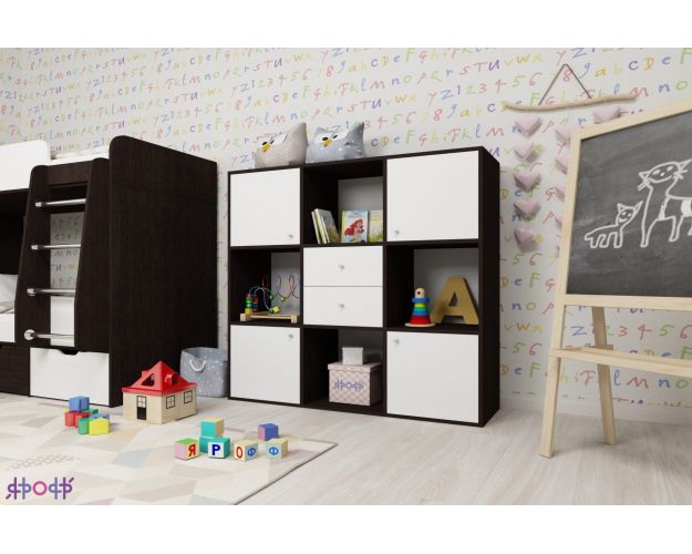 Стеллаж Джери Венге/Белое дерево Стеллаж Джери Венге/Белое дерево