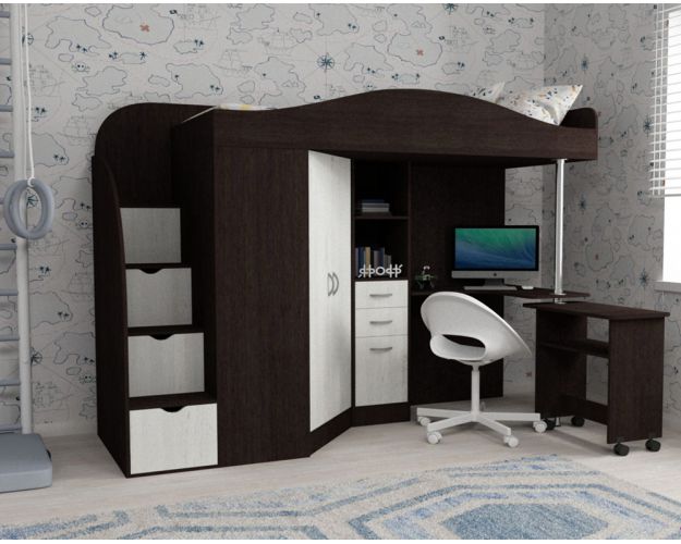 Кровать-чердак Юниор-4 Венге/Винтерберг Кровать-чердак Юниор-4 Венге/Винтерберг