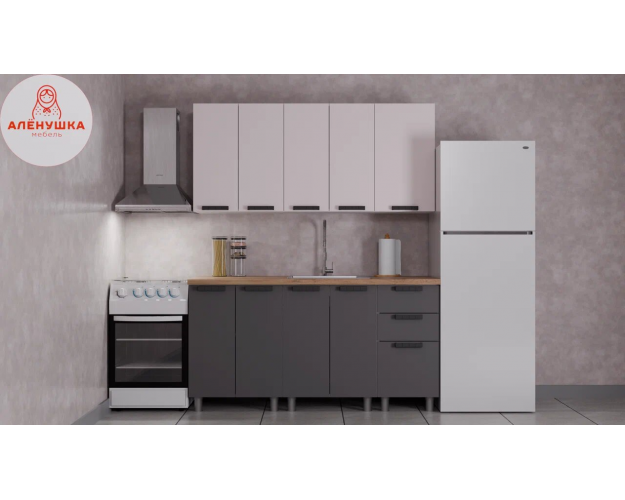 Кухонный гарнитур Лаванда 1.6 кашемир / сталь Кухонный гарнитур Лаванда 1.6 кашемир / сталь