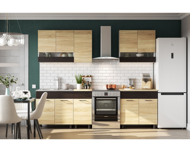 Кухонный гарнитур "КГ 9" 2.0 серия 2 белый / дуб венге / дуб сонома Кухонный гарнитур "КГ 9" 2.0 серия 2 белый / дуб венге / дуб сонома