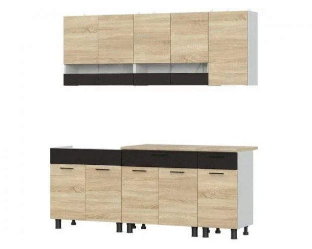 Кухонный гарнитур "КГ 9" 2.0 серия 2 белый / дуб венге / дуб сонома Кухонный гарнитур "КГ 9" 2.0 серия 2 белый / дуб венге / дуб сонома